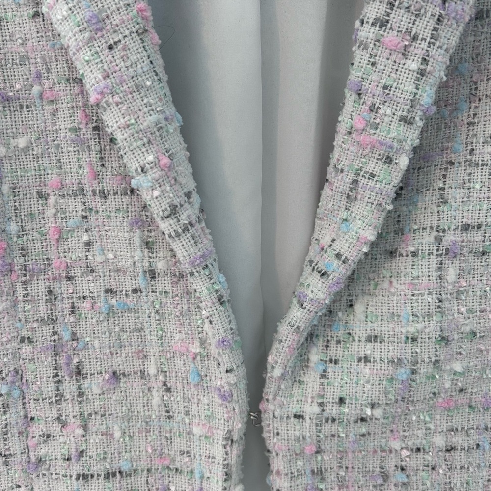 NWOT Elle Pastel Tweed Cropped Blazer Speckle Detail Size Small | Workwear - Picture 2 of 4